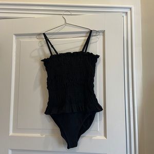 Tory Burch black costa one piece bathing suit